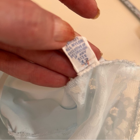 Vintage 40 50 Retro Vanity Fair Pale Blue Lace mini Slip Dress Night Gown - Picture 13 of 17